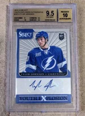 2013-14 Select Tyler Johnson RC Rookie Youth Explosion Autograph BGS 9.5 Auto 10 front